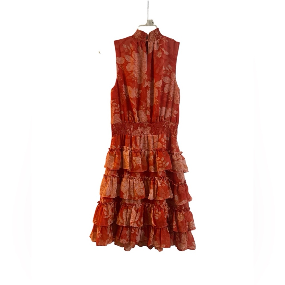 1. State Red Ruffled Floral Tiered Mini Dress Size Small - Picture 8 of 9